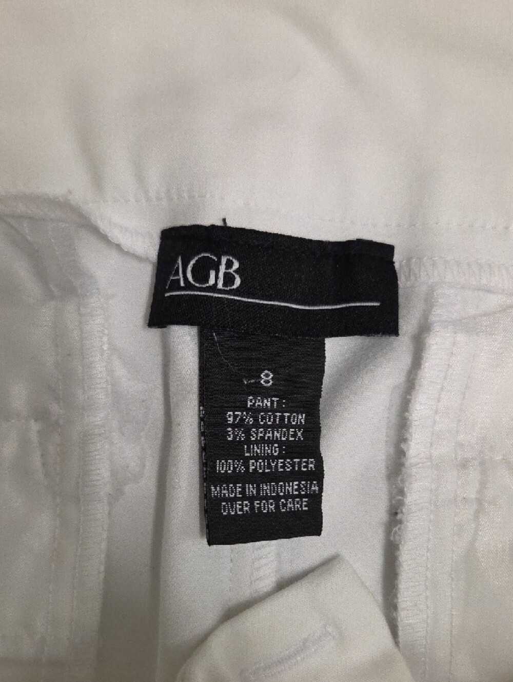 A.G.B. Classic White Flat-Front Slim Women Office Casual Dress Pants Size 8 - Picture 2 of 4